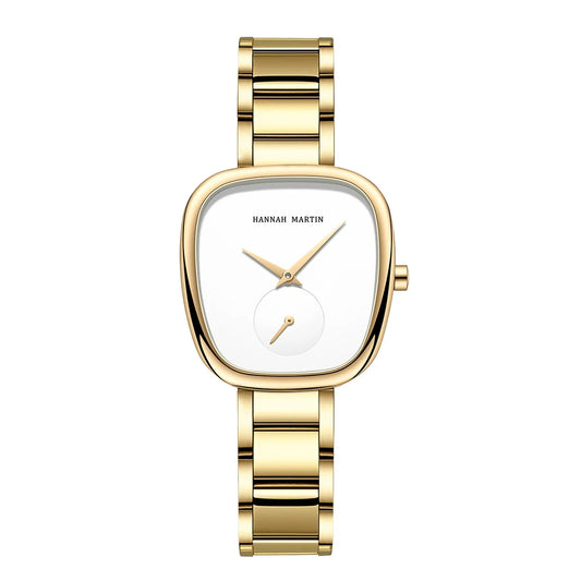 Hannah Martin Cobblestone Design Gold Edition – White dial with classic link bracelet