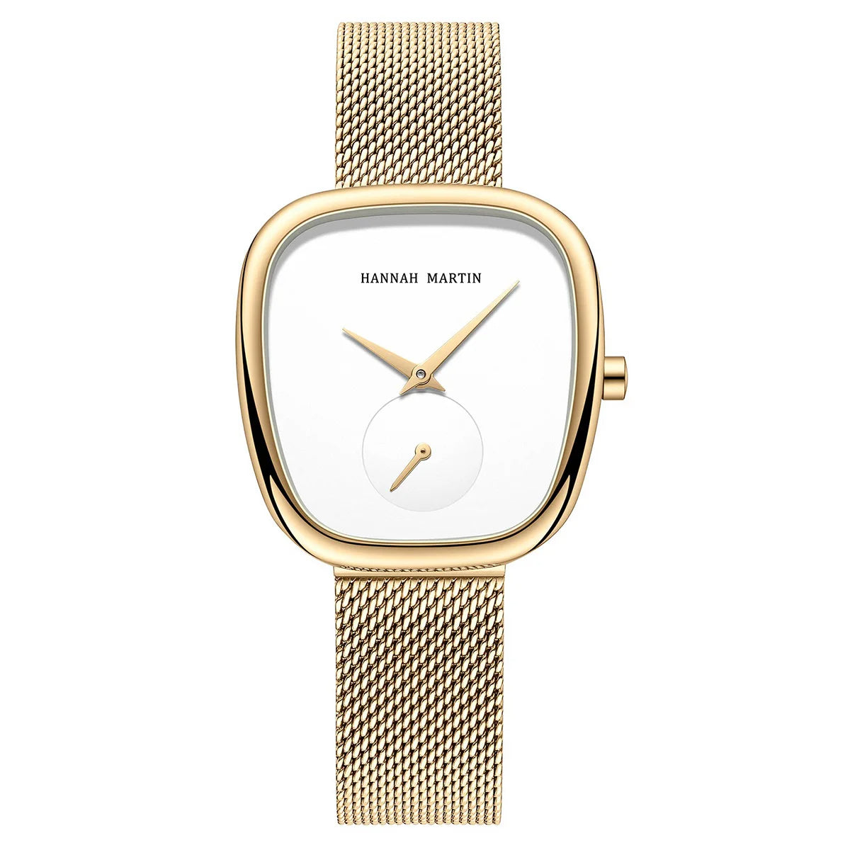 Hannah Martin Cobblestone Design Gold Edition – White dial with Milano mesh bracelet